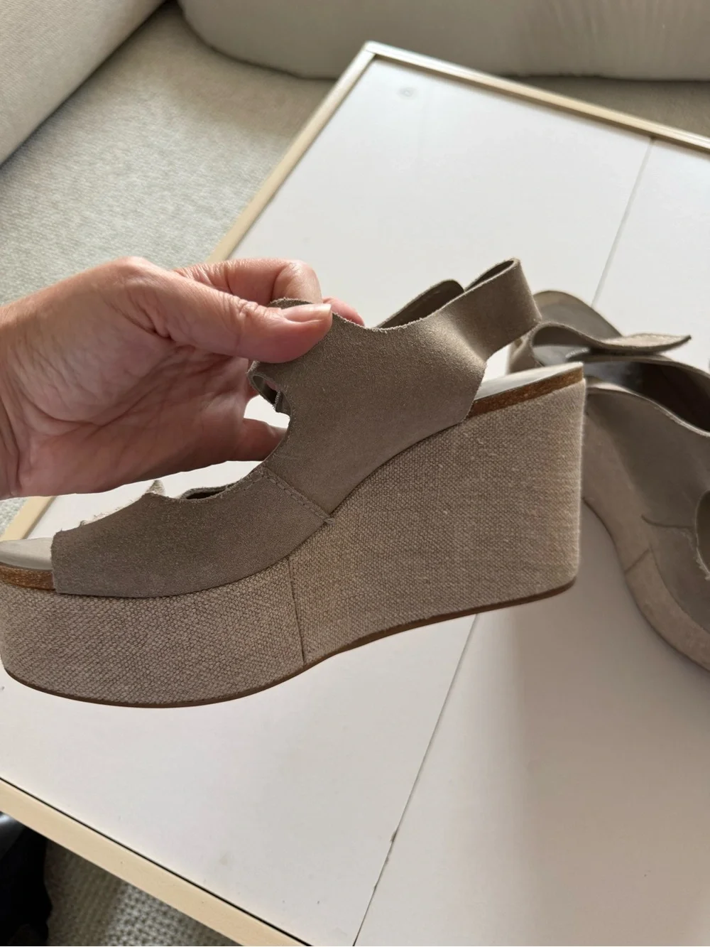 Pedro Garcia Gray Suede Platform Wedge Sandals